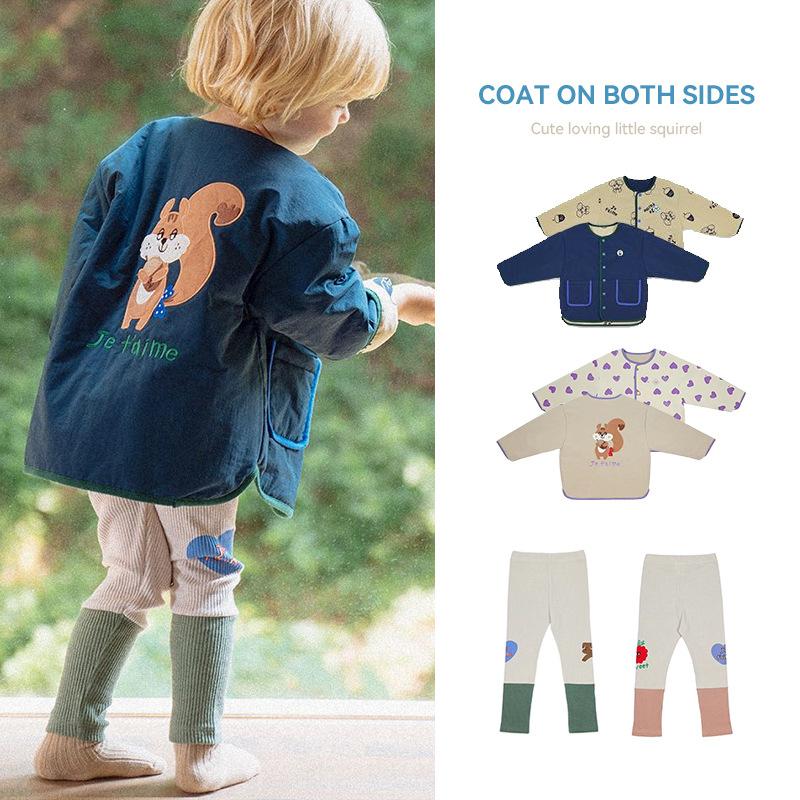 

Jackets Children Jacket 2021 Autumn Winter Boys Clothing Girls Clothes Tight Pants Cloth On Both Sides, Blue;gray