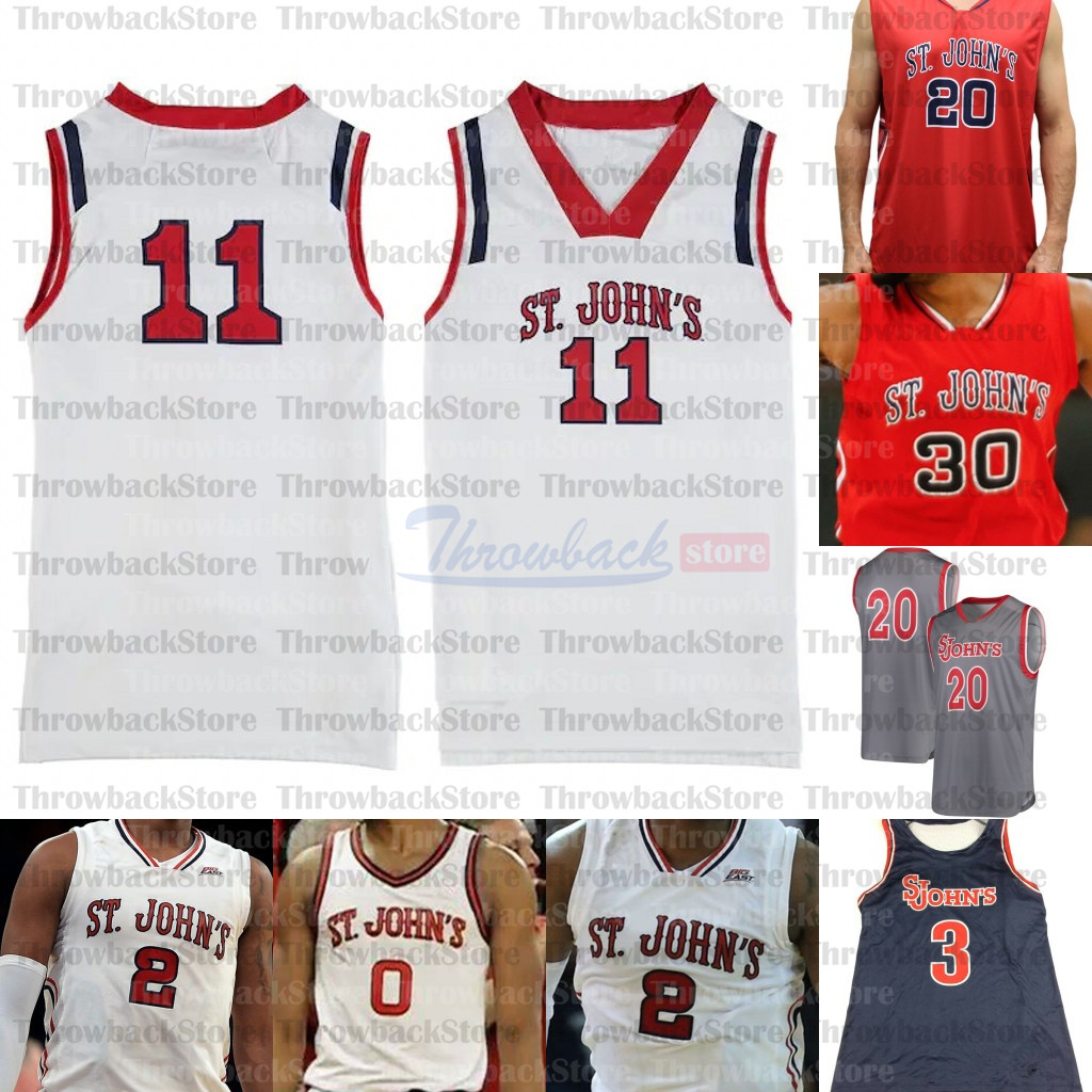 

Custom St. John's Red Storm Basketball jerseys David Caraher Nick Rutherford Greg Williams Jr. Chris Mullin Metta World Peace Artest, Grey