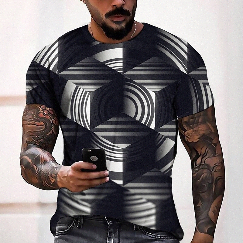 Men's Tee T shirt 3D Print Graphic Round Neck Casual Daily 3D Print Short Sleeve Tops Fashion Designer Cool Comfortable Black 27Fu#