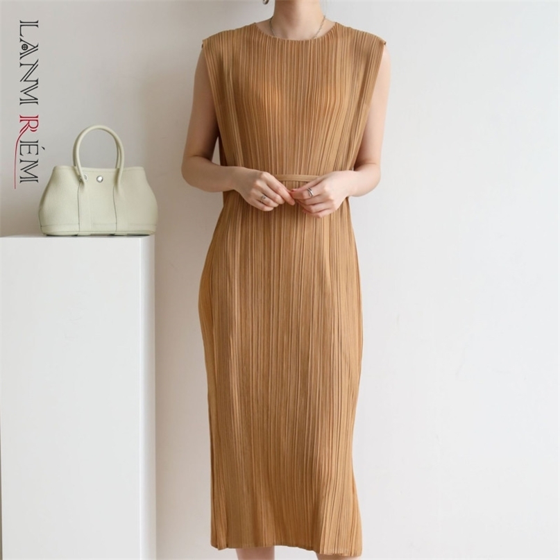 

Summer Solid Color Sleeveless Dress Women Slim Dresses with Sashes Ladies Elegant Party Clothes 2D1530 210526, Black