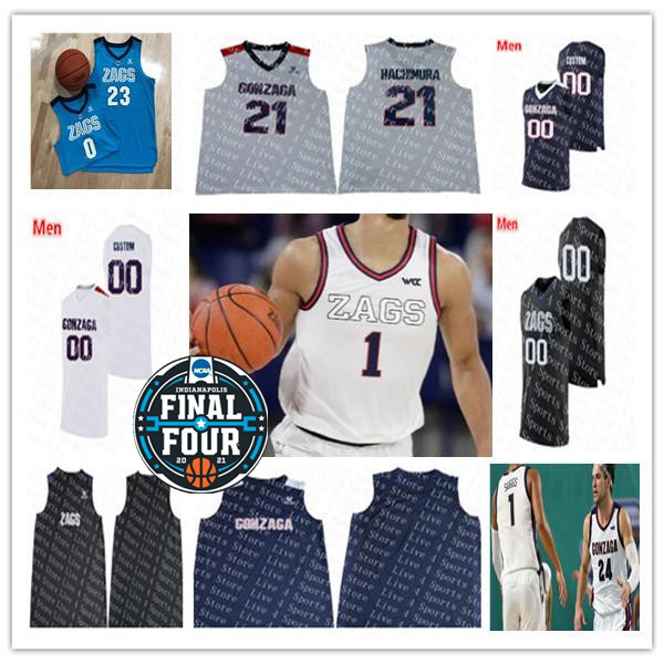 

Custom 2021 Final Four 4 Gonzaga Bulldogs College ZAGS Jersey Basketball Jalen Suggs Corey Kispert Drew Timme Joel Ayayi Andrew Nembhard Anton Watson, White
