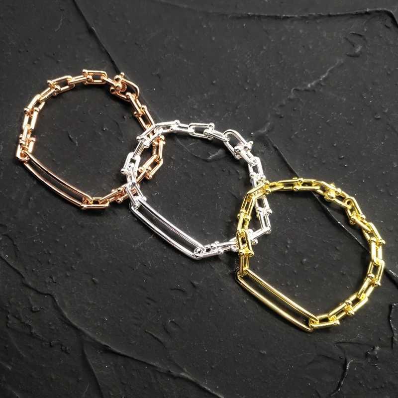 

S925 Sterling Silver For Women HardWear U-shaped Link Charm Bracelet Luxury Brand Jewelry Fine Gift