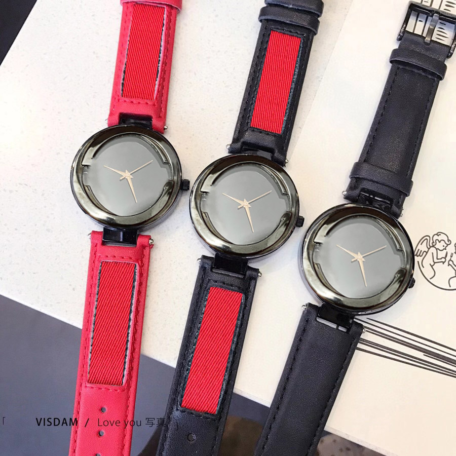 

Fashion Brand Watches for Women Lady Girl style Leather strap Quartz wrist Watch G100, Red