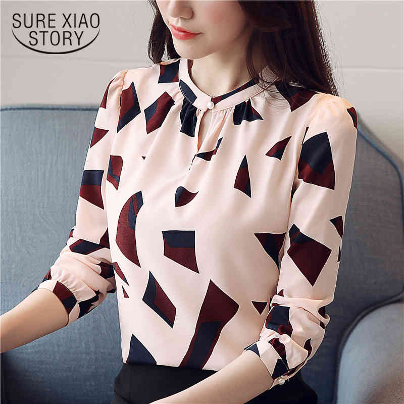 

arrived spring blouse women printed shirt female long sleeve chiffon fashion causal tops D487 30 210521, Aspicture