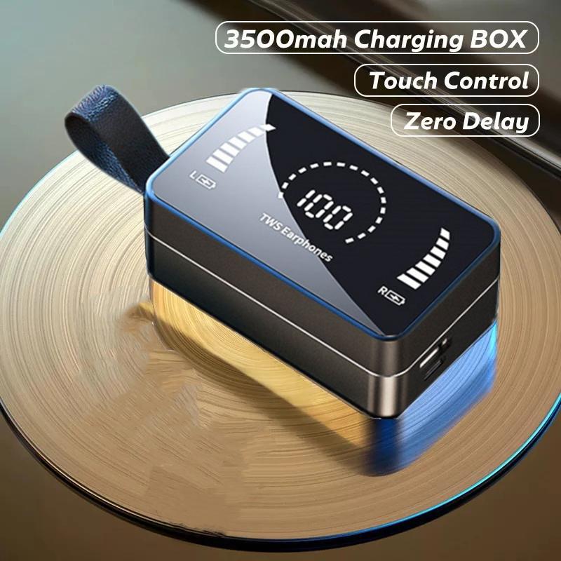 

Headphones & Earphones TWS Wireless Bluetooth HD Mirror Screen LED Display With 3500mAh Charging Box 9D HIFI Stereo Earbud Headset