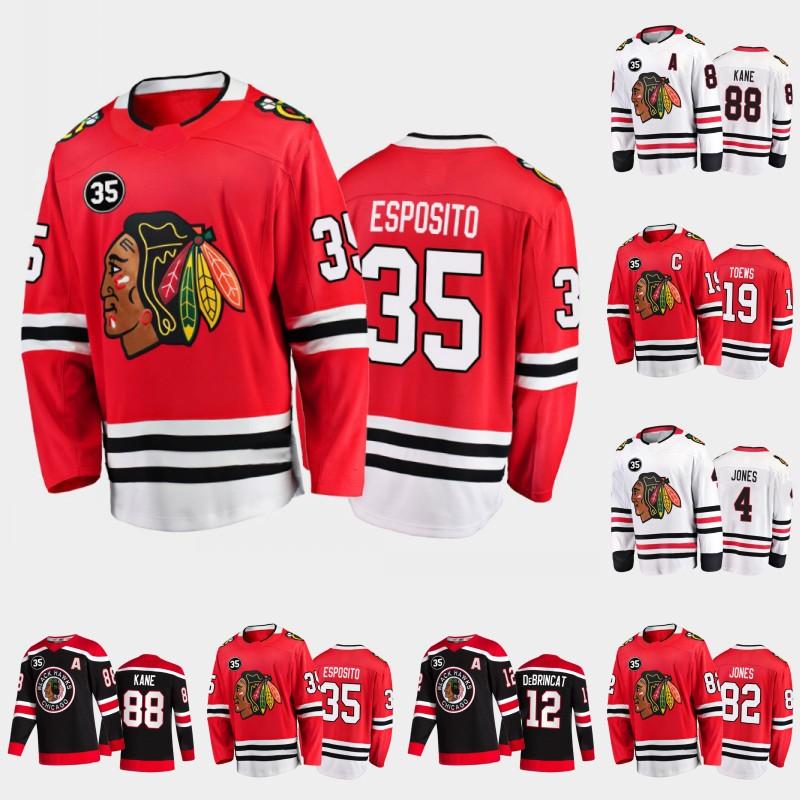 

Chicago Blackhawks Marc-Andre Fleury 35 Patch Honor Tony Esposito Jersey Patrick Kane Caleb Jones Jonathan Toews Kirby Dach Adam Gaudette Malcolm Subban Seth Jones, Mens home red