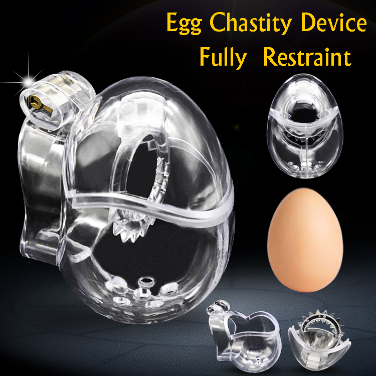 

Egg Shape Fully Restraint Chastity Cage Bondage Belt Cock Penis Locking With Thorn Ring Scrotum Ball Stretcher Sissy Sex Toys For Men