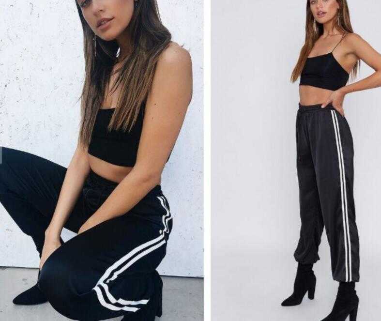 

women's pants & capris fashion women joggers casual loose side striped long sweatpants trousers leggings sweat wear plus size qd1b, Black;white