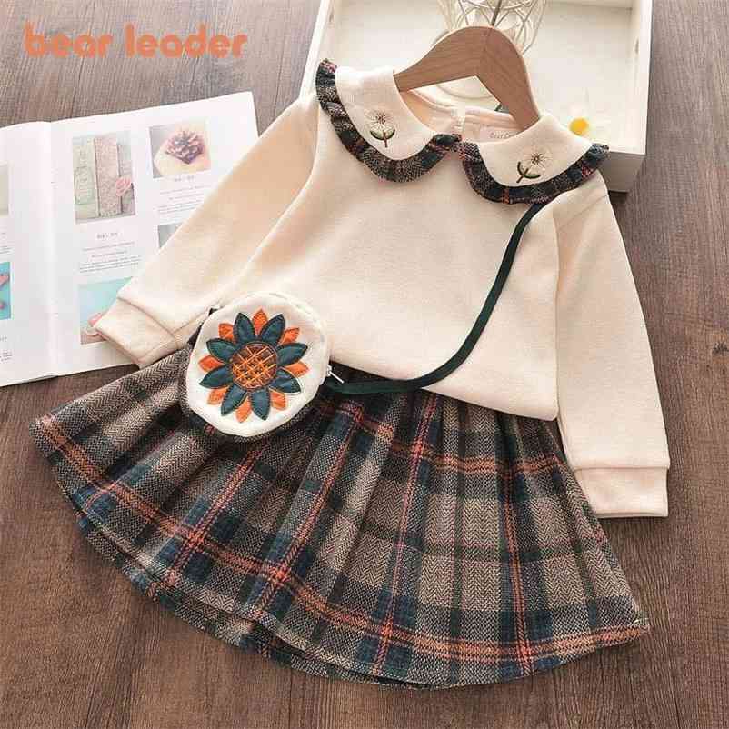 

Girls Flowers Sets Winter Kids Floral Outfits Long Sleeve Girl Clothes Knitwear 2Pcs Elegant Costumes Suit 3 7Y 210429, Gray -az638