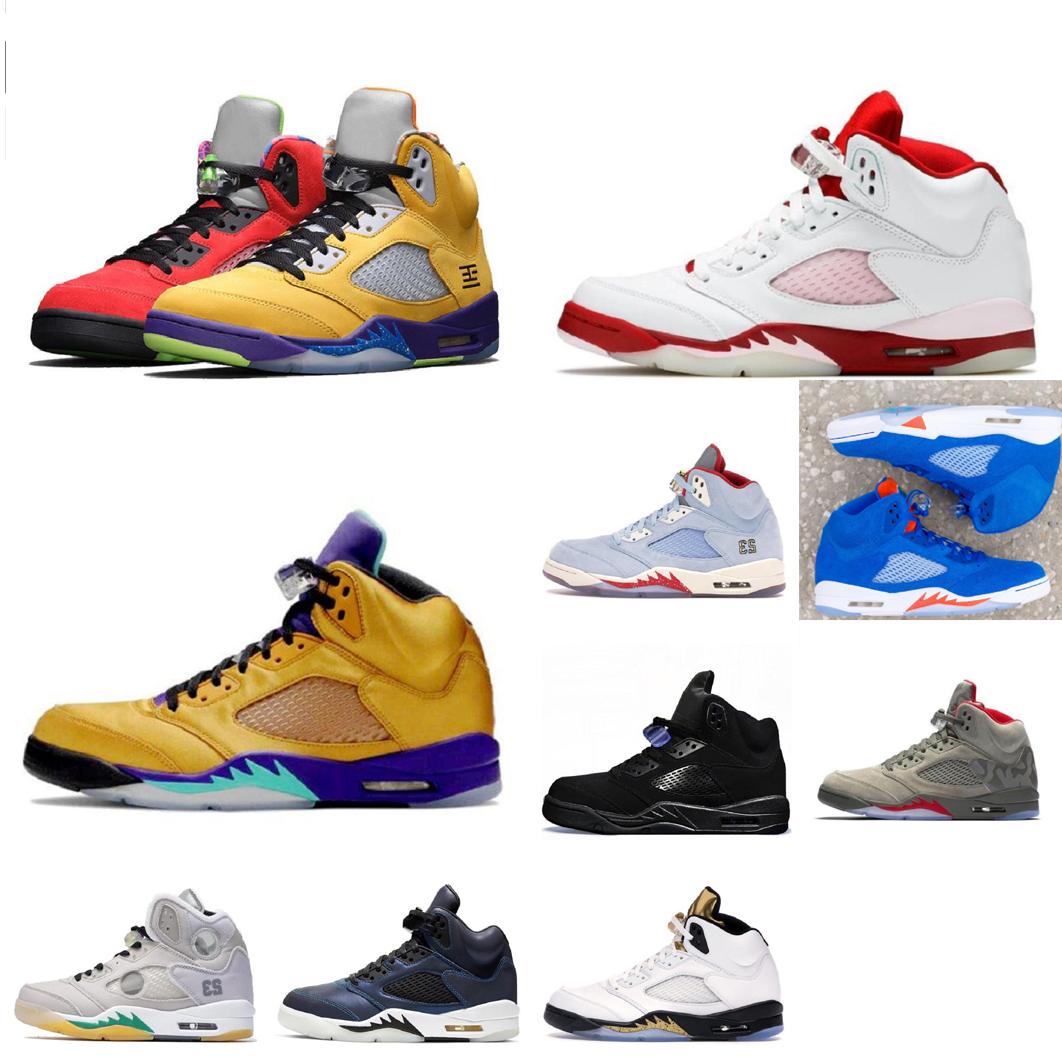 

Retro mens jumpman 5 basketball shoes what the 5s OG sneakers Yellow Red Ice Blue White Florida Black Fresh Prince lebron 19 tennis with box