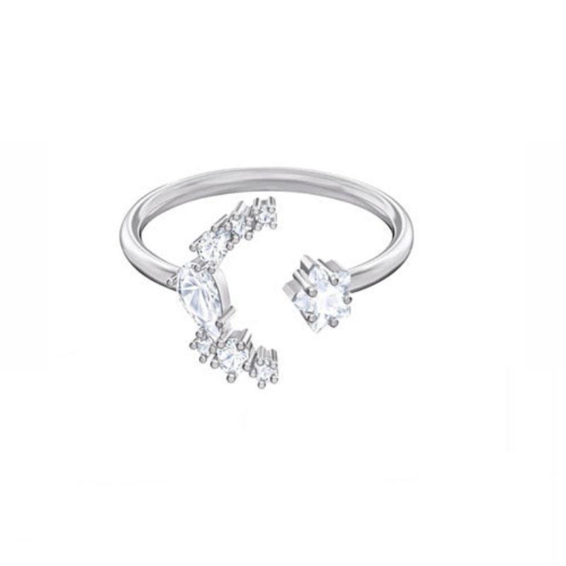 Cluster Rings High Quality SWA Classic Fashion Rose Gold Day Night Celebration Moon Star Opening Ceremony Adjustable Women's Ring-image-723338229