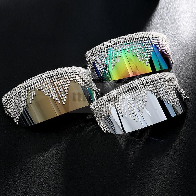 

Sunglasses Fashion Big Frame Visor Women Flat Top Mask Mirrored Shades Men Luxury Windproof Hip Hop Eyewear UV400