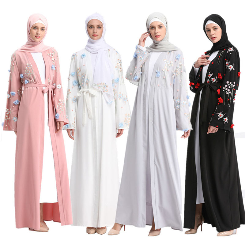 

Islam Clothing Open Abaya Dubai Floral Muslim Fashion Kimono Cardigan Hijab Dress Abayas For Women Caftan Marocain Robe Femme