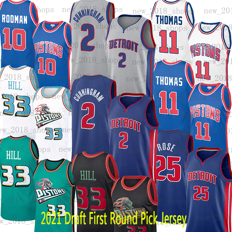 

Cade 2 Cunningham DetroitPistonsJersey Basketball Isiah 11 Thomas Dennis 10 Rodman Grant 33 Hill Derrick 25 Rose 2021 New Season, 2021 new jersey