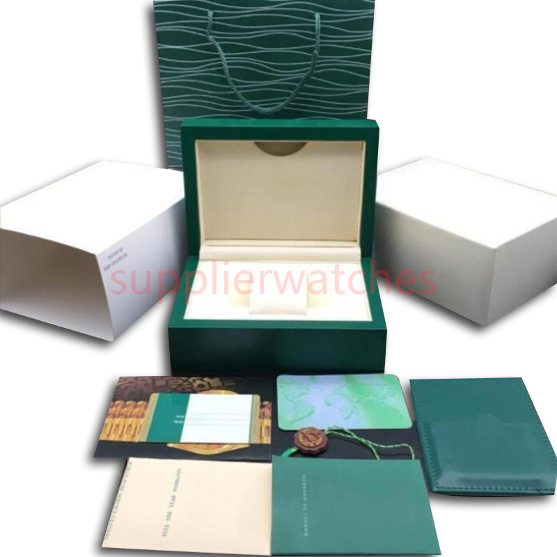 

Boutique Luxurious boxes Factory Supplier Green Watch Original Box Papers Card Purse Gift Open Boxes Handbag 116610 116660 116710 Watches Ro