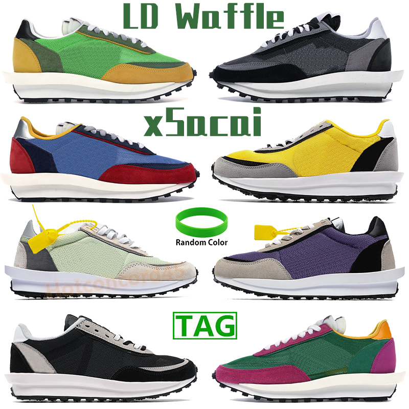 

Newest LD waffle xsacai running shoes mens sports sneakers triple black white nylon yellow multi chaussures pine green men women trainers tag, Bubble wrap packaging