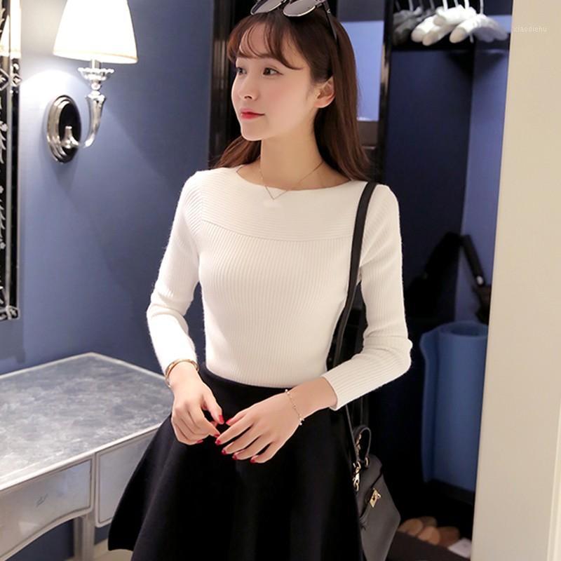 

Women's Sweaters Sexy Casual Long Sleeve Tops Female Fashion Autumn Round Neck Women, White;black