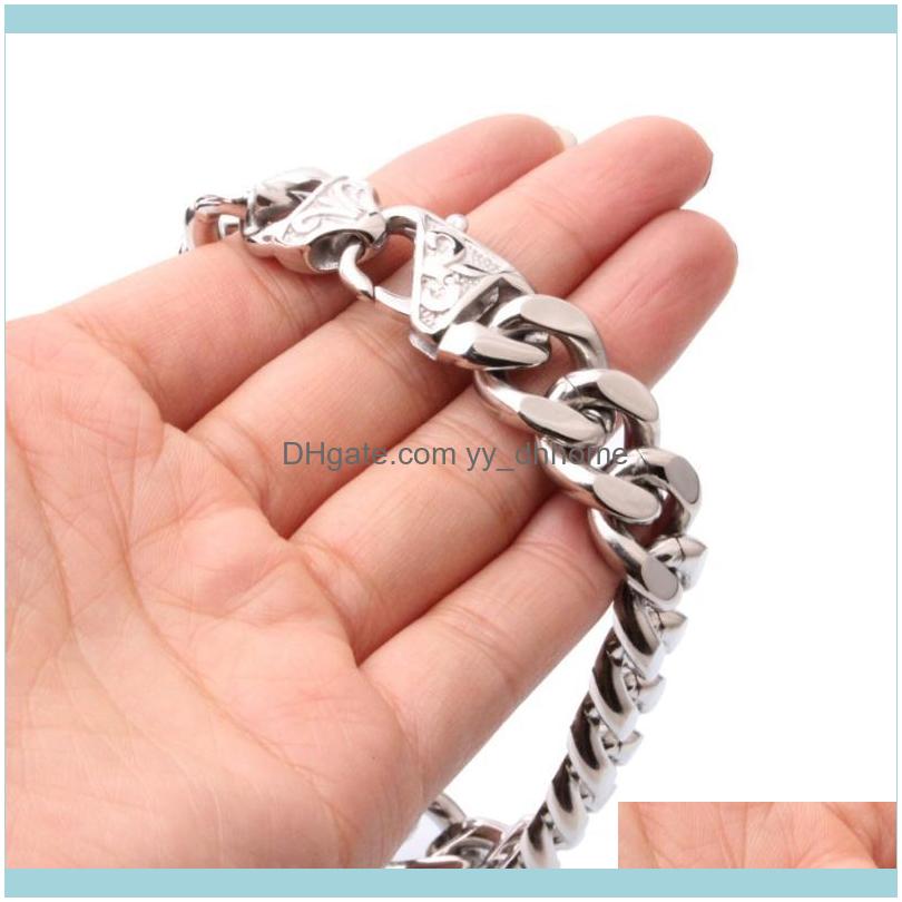 

Link, Bracelets Jewelrywholesale Or Retail Stainless Steel Sier Color Polished Cuban Curb Chain Mens Womens Bracelet Bangle Hip-Hop Jewelry