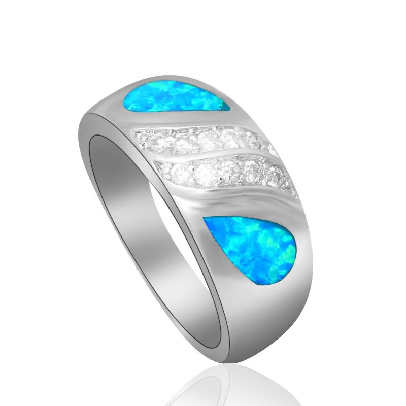 

Wedding Rings Luxury For Women High Quality Blue Fire Opal Silver Stamped Fashion Jewelry Zirconia USA Sz #6#7#8#9#10 OR788A