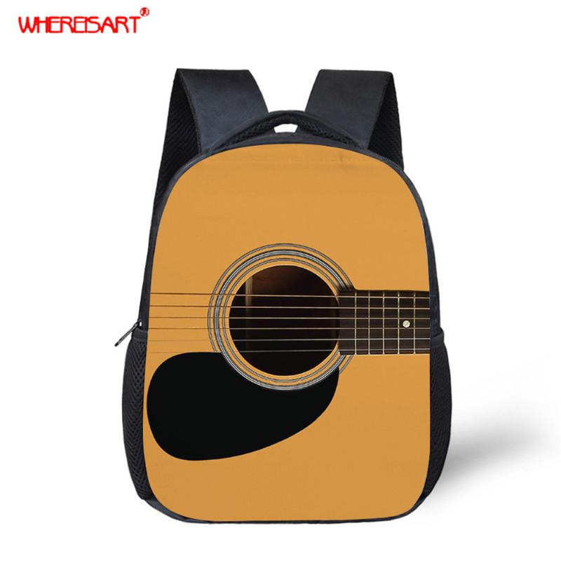 

School Bags WHEREISART Children Shoulder Bag For Teen Girls Kids Guitar/Piano Music Printed Kindergarten Backpack Black Art Pattern Baby