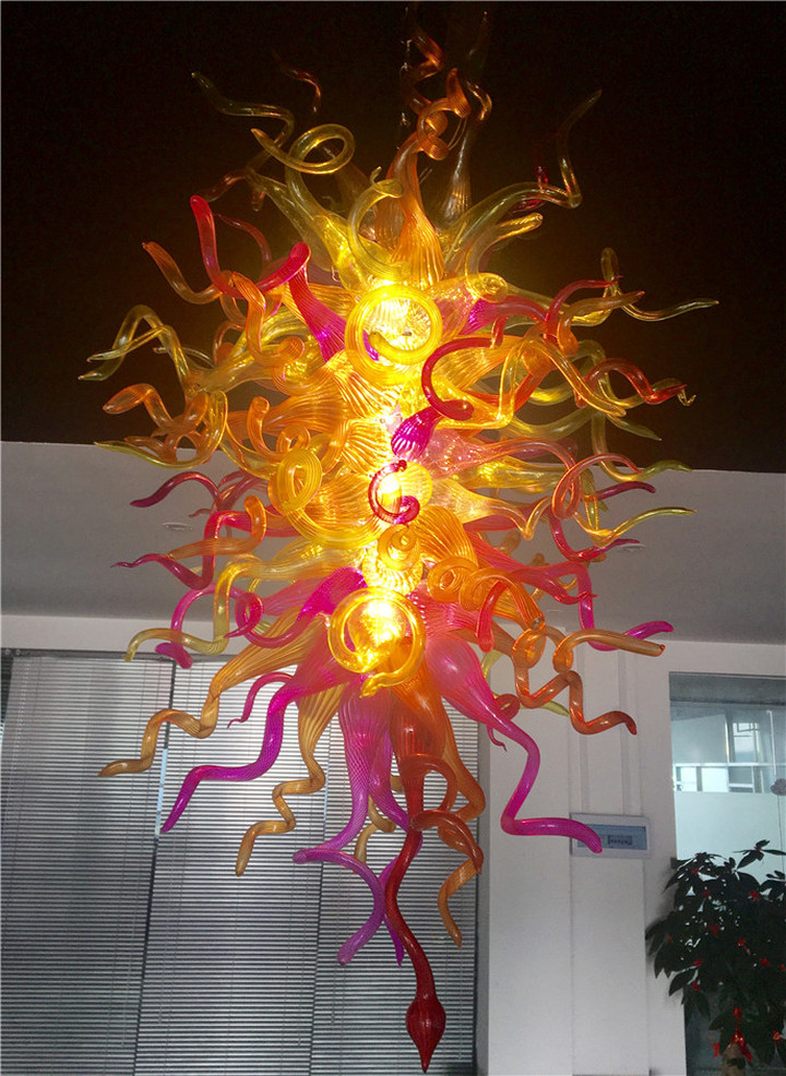 European LED Hand Blown Glass Chandelier Pendant Lamp Bedroom Living Room Restaurant Lighting Decor Hanging Lamps-image-701082230