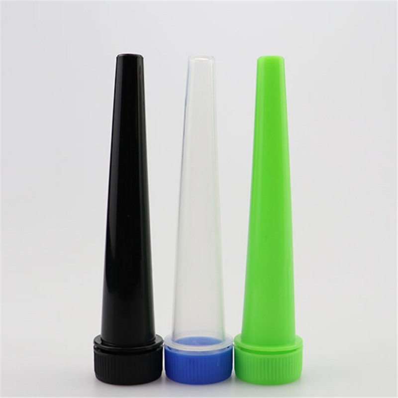 

98mm Pre Roll Packaging Bag Plastic Rolling Cone Doob Blunt Joint Conical Tube Clear Black with Child Resistant Cap wholesale price