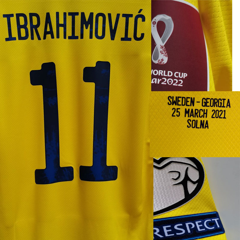 

Home Textile Sweden Ibrahimovic maillot With Game Match Details All Full Sponsor Soccer Badge Patch