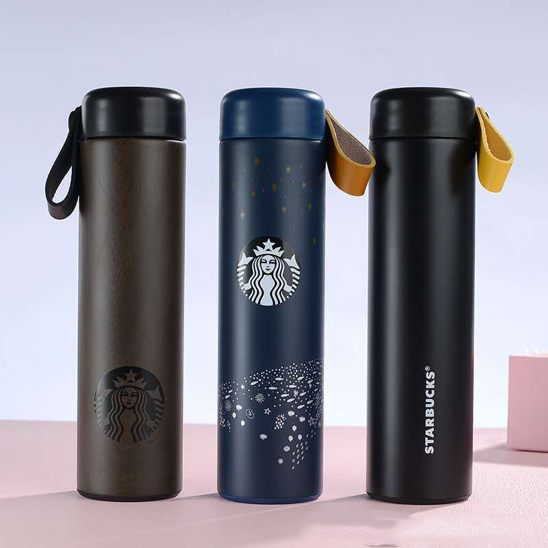 

Starbucks water Tumblers with rope type 304 stainless steel thermos accompanying Brown cup wood grain coffee mug, As pic 6