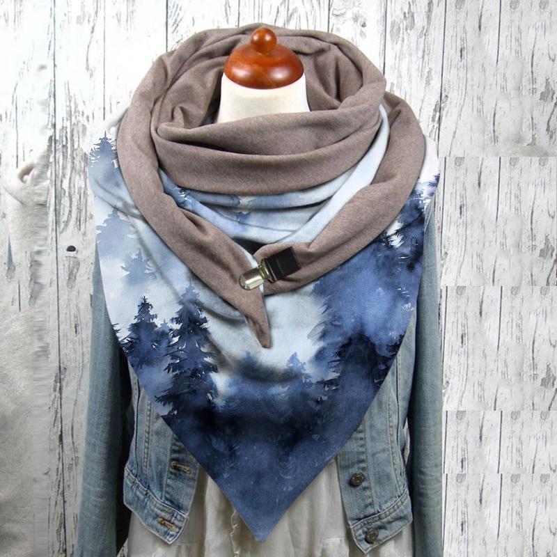 

Scarves Universal Unisex Scarf Autumn Winter Warm Windproof Stitching Color Double-Layer Buckle Button Soft Wrap Shawls