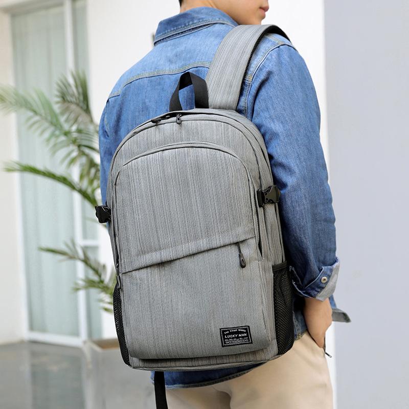 

Backpack Men's Fashion Computer Travel Large Leisure Junior High School Student Bags, Black