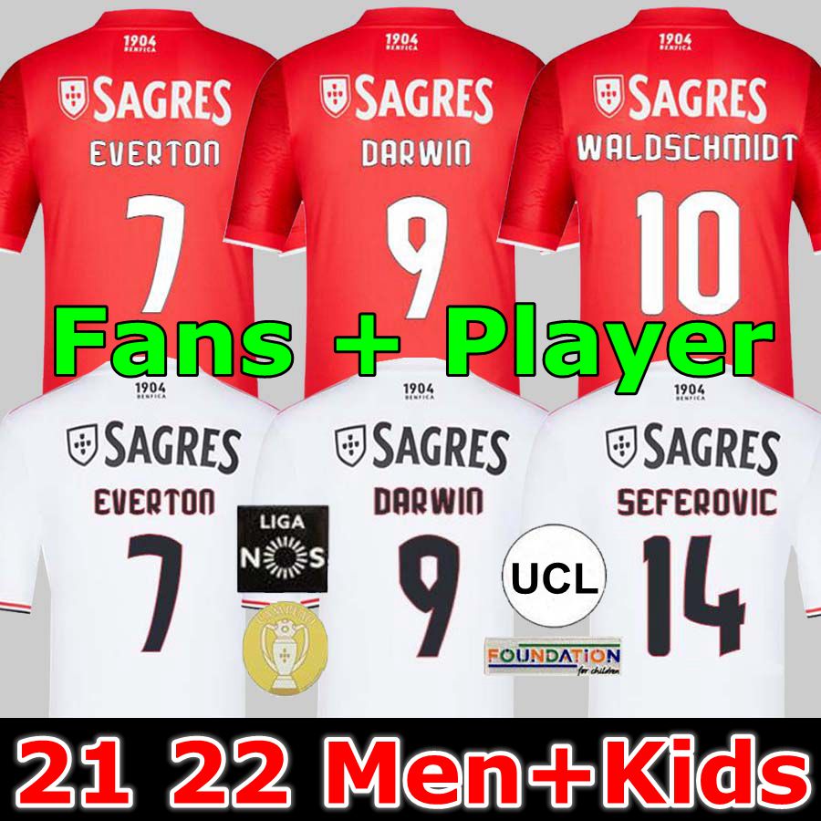 

21 22 EVERTON Benfica Soccer Jersey JONAS GABRIEL Camiseta SEFEROVIC ZIVKOVIC SALVIO ELISEU FEJSA 2021 2022 Player version Football shirts, 21 22 home fans