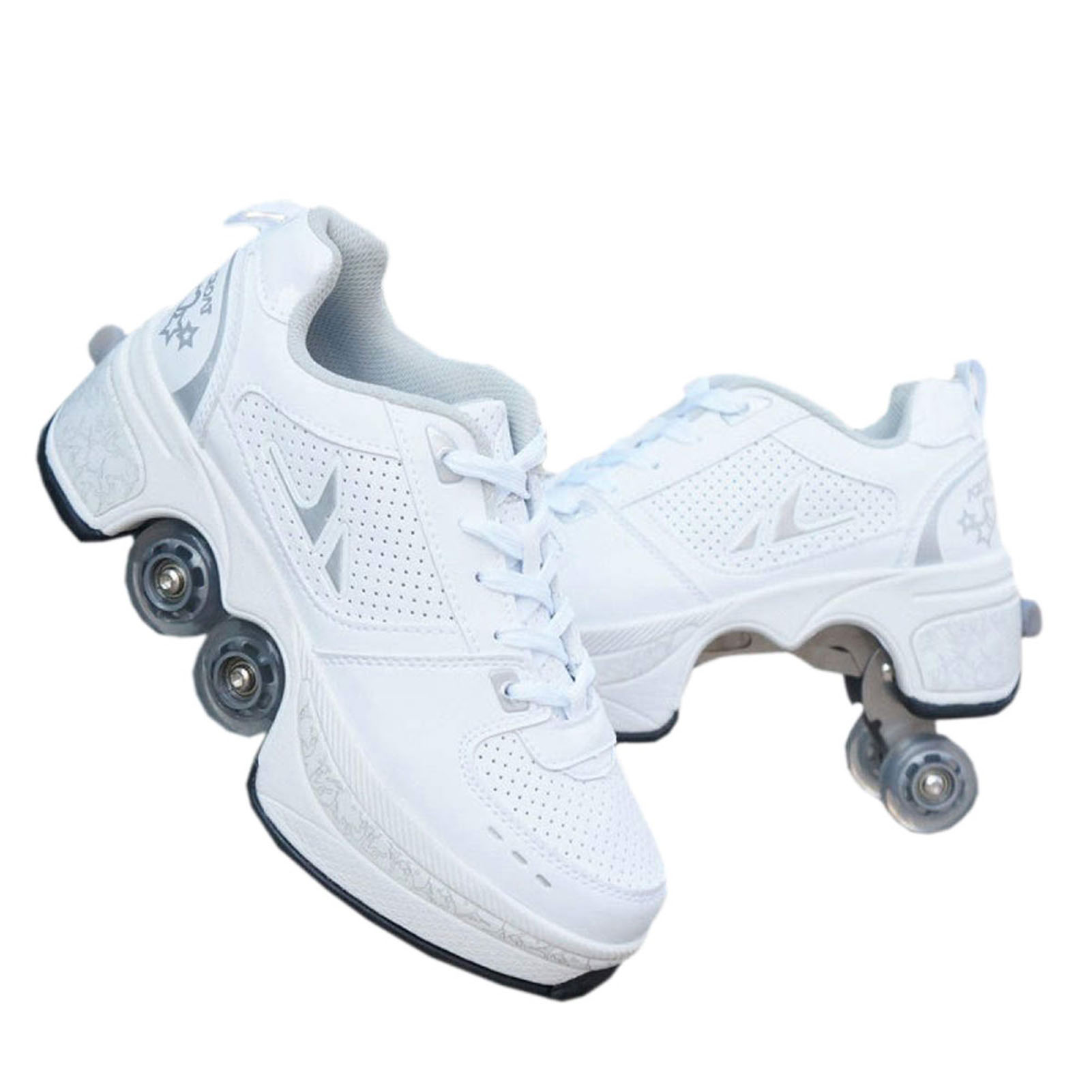 

Deformation Roller Shoes Parkour Wheel Shoes 4 Wheels Rounds Of Running Shoes Roller Skates for Unisex Skating, Blue