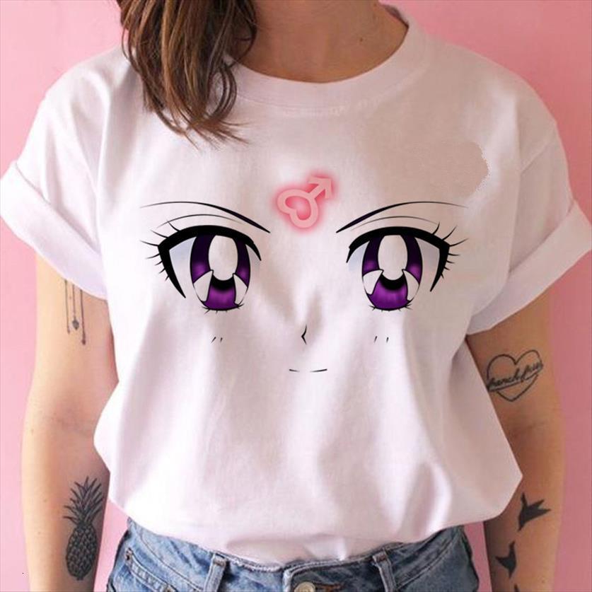 

Sailor Moon Harajuku Ulzzang Kawaii Women Tops Cat Tee Summer Casual Korean Cartoon, White