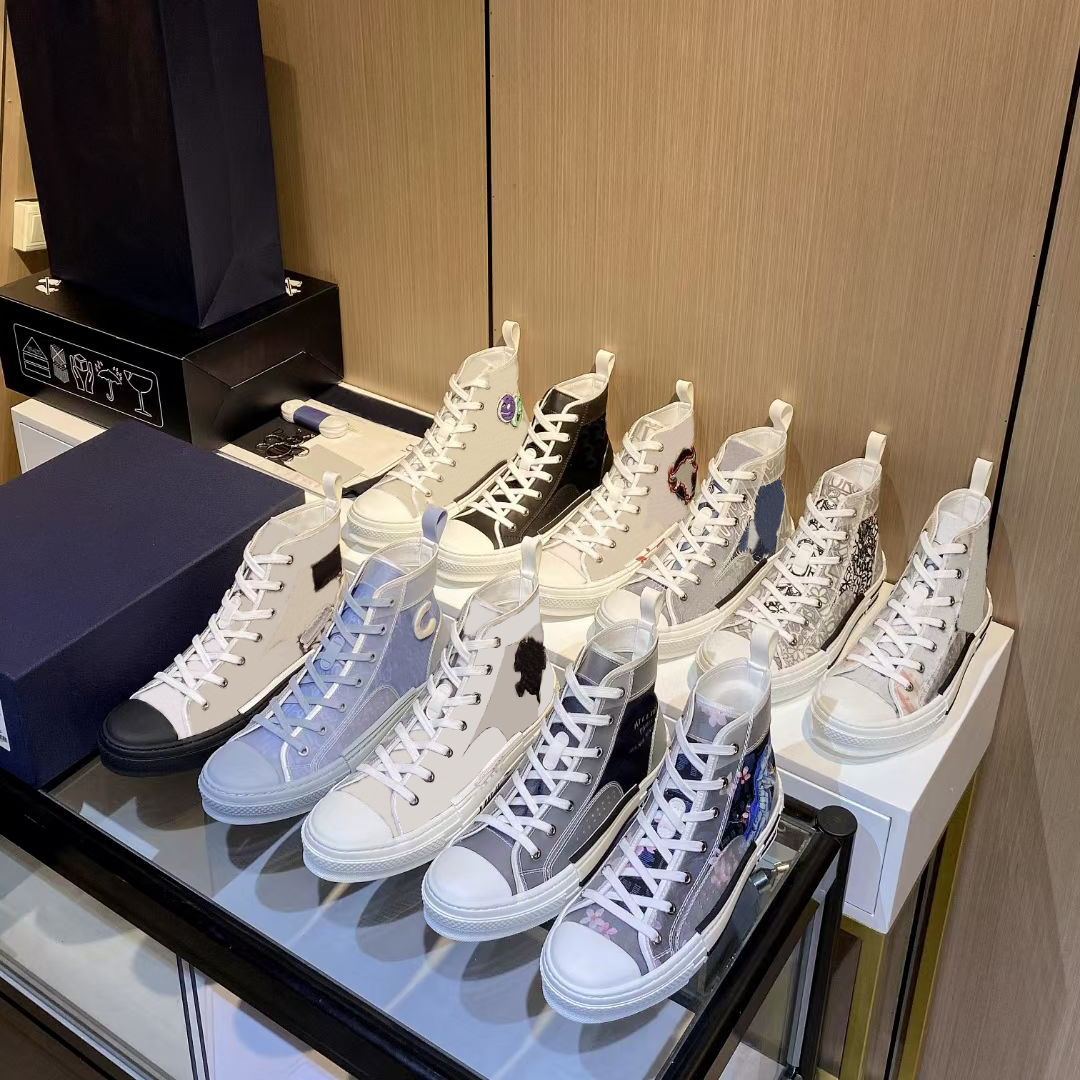 

Designer b23 sneakers men casual sneaker shoes women canvas shoe limited edition customs printed fashion versatile with original packaging box, 25