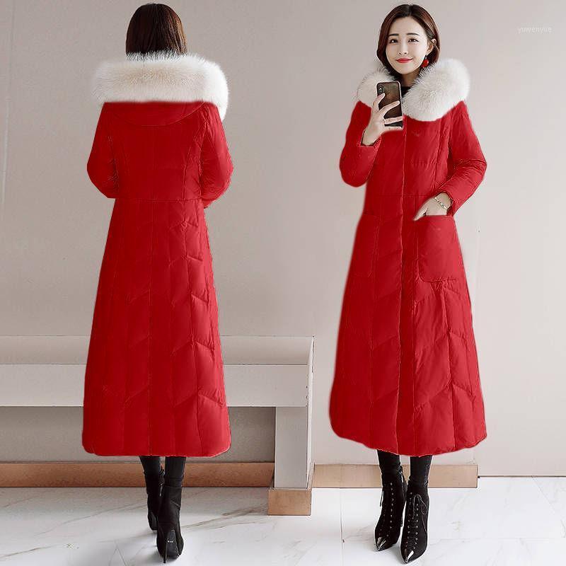 

Women's Fur & Faux Winter 2021 Large Wool Collar Cotton Padded Jacket Long Knee Length Slim Fit Thickened Korean D, 118