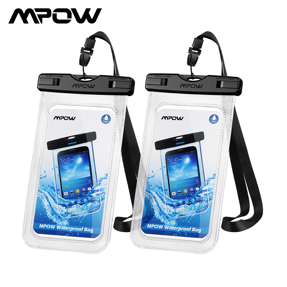 

Mpow 2PC 097 Universal Waterproof Case Universal IPX8 Waterproof Phone Bag Compatible for iPhone 12/12 Pro Max Galaxy up to 7" Phone, White
