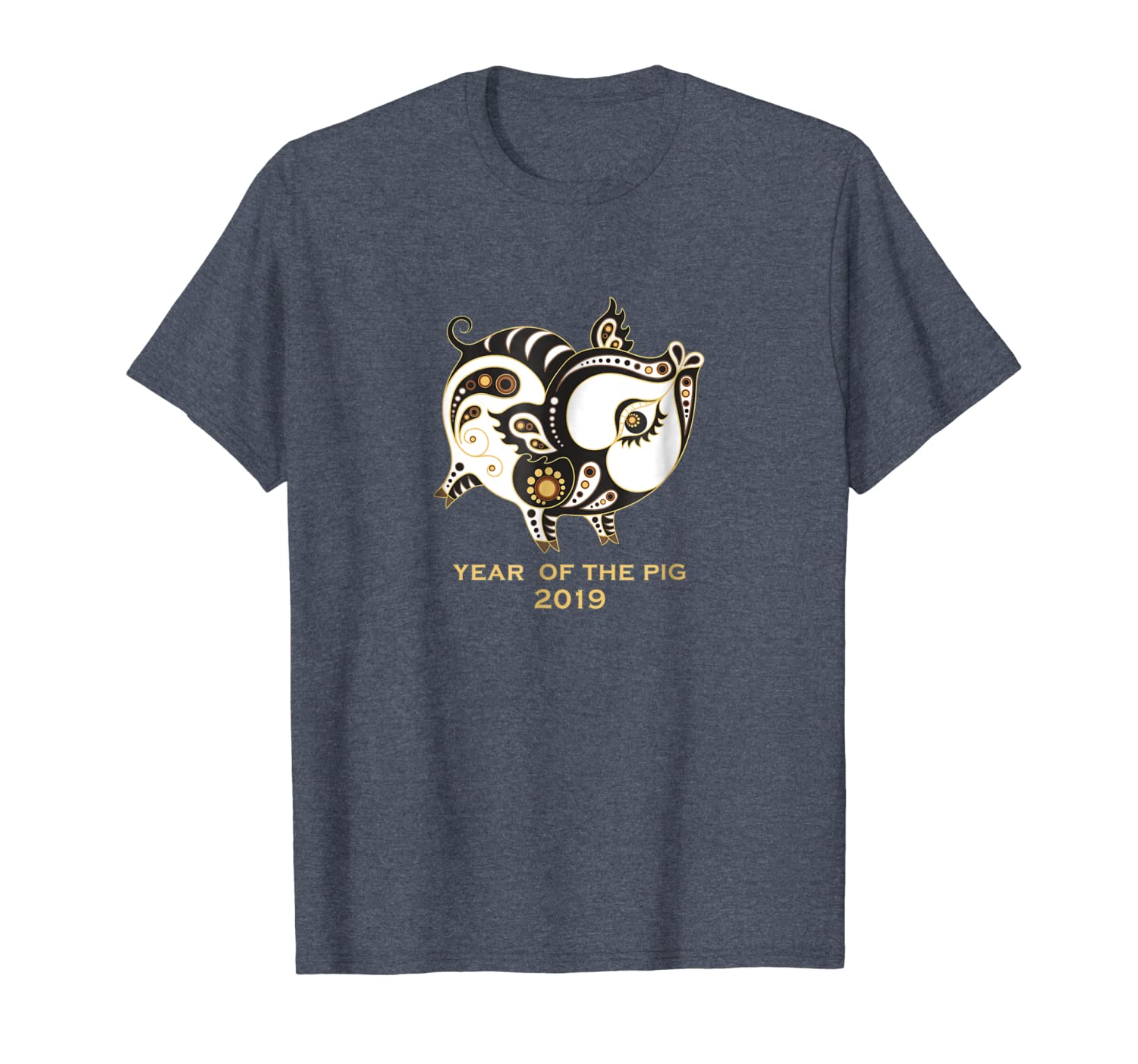 

2019 chinese new year of the pig t-shirt yellow pig, White;black
