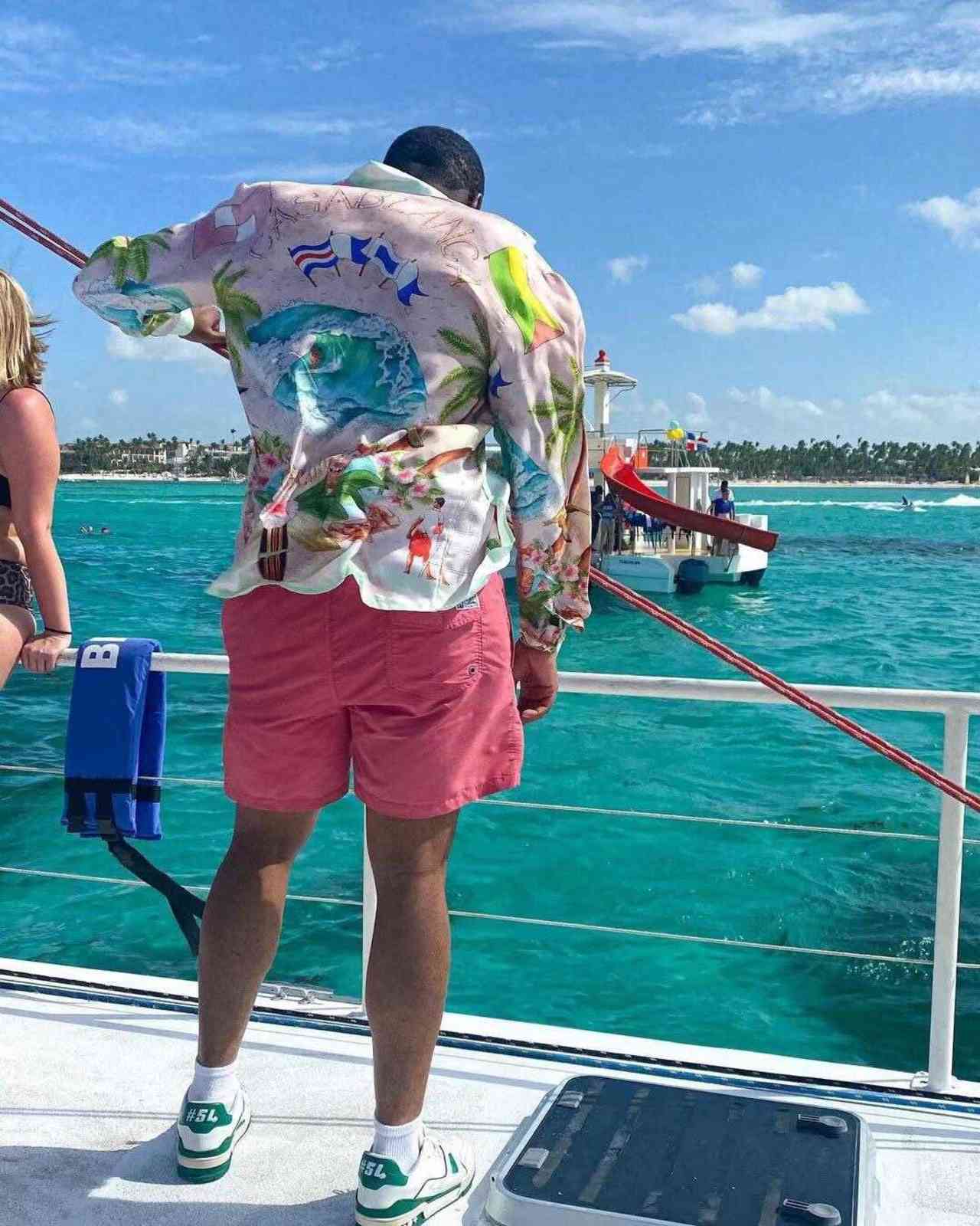 

Casablanca Hawaii New surfing lazy wind loose Satin men' and women' OS trend Long Sleeve Shirt, Apricot pink