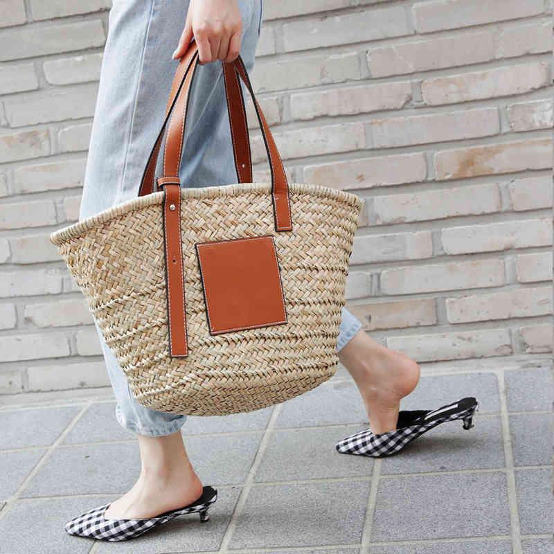 

beach bag casual rattan large capacity totes designer wicker woven women handbags summer beach bali straw bags lady travel big basket purse C0326, Medium 39cm