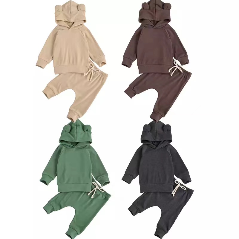 

Spring INS Fashions Baby Girl Boy Clothing Sets Knitted Cotton Cat Hoodies with Straps Pants Autumn Winter Infant Clothes Suits Outfits, White