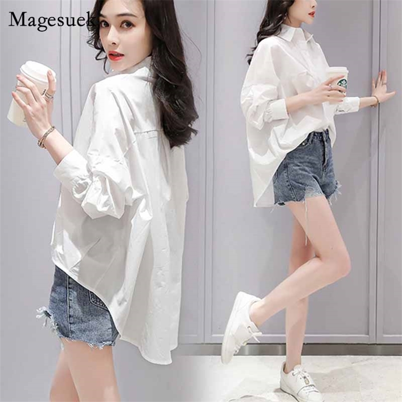 

White Long Sleeve Loose Shirt Plus Size Women Clothing Elegant Autumn Blusas Mujer De Moda Clothes 11195 210518
