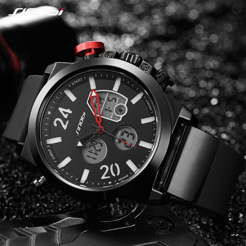 

Men's Fashion Sport Watches Man Quartz Analog LED Clock Digital Military Waterproof Watch 2021 Relogio Masculino Wristwatches, Slivery;brown