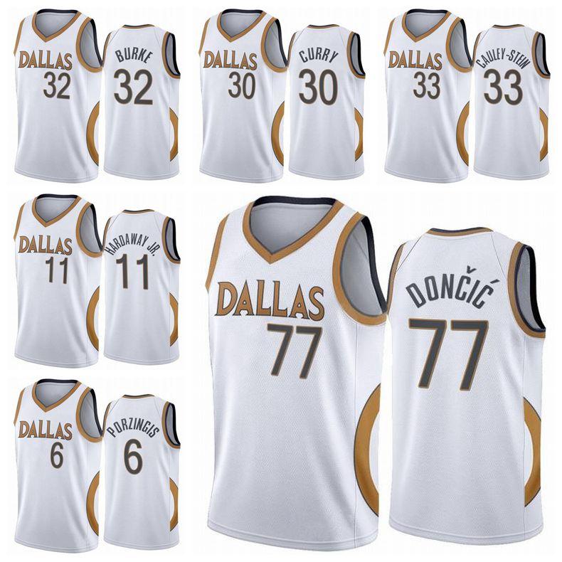

Dallas Mavericks Men Kids 77 LukaDoncic 6 KristapsPorzingis 2020/21 Youth Swingman City Basketball Jersey, Black;red