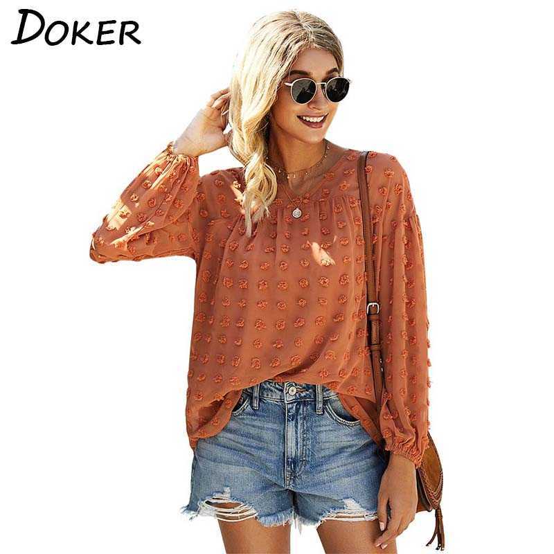

Summer Chiffon Patchwork T Shirt Women Lantern Sleeve Sexy Temperament V Neck Tee Shirts Casual Office Tops Female 210604, Light blue