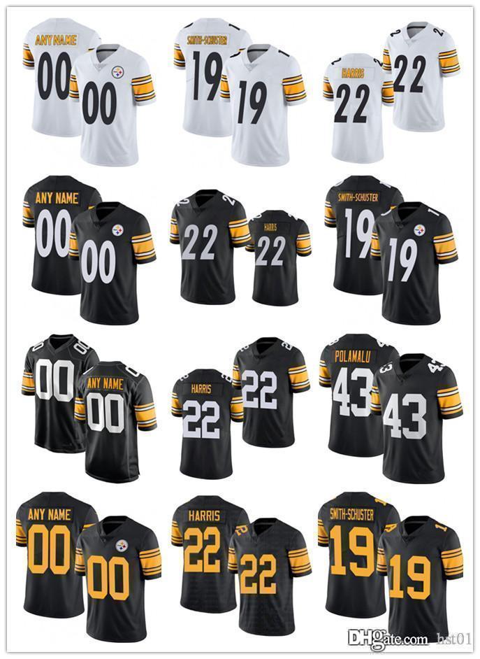 

Custom PittsburghSteelers19 JuJu Smith-Schuster 22 Najee Harris 39 Minkah Fitzpatrick 11 Chase Claypool Football Jerseys, Black;red
