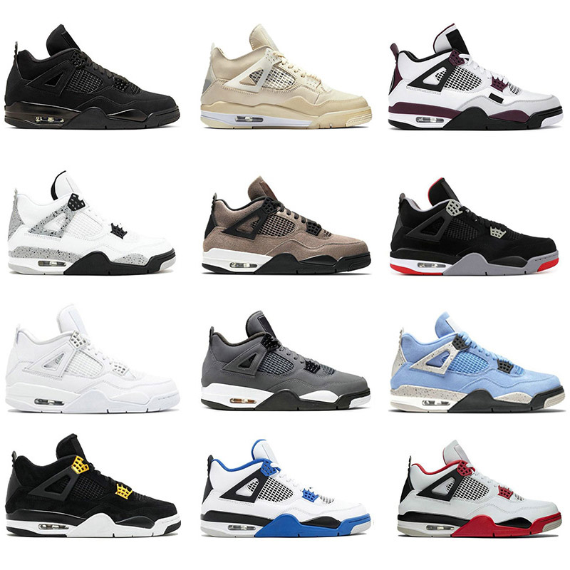 

Jumpman 4 Men Basketball Shoes Sail Fire Red 4s Travis Bred Starfish Undefeated Black Cat Scotts Obsidian UNC Fearless Women Sneakers 36-46