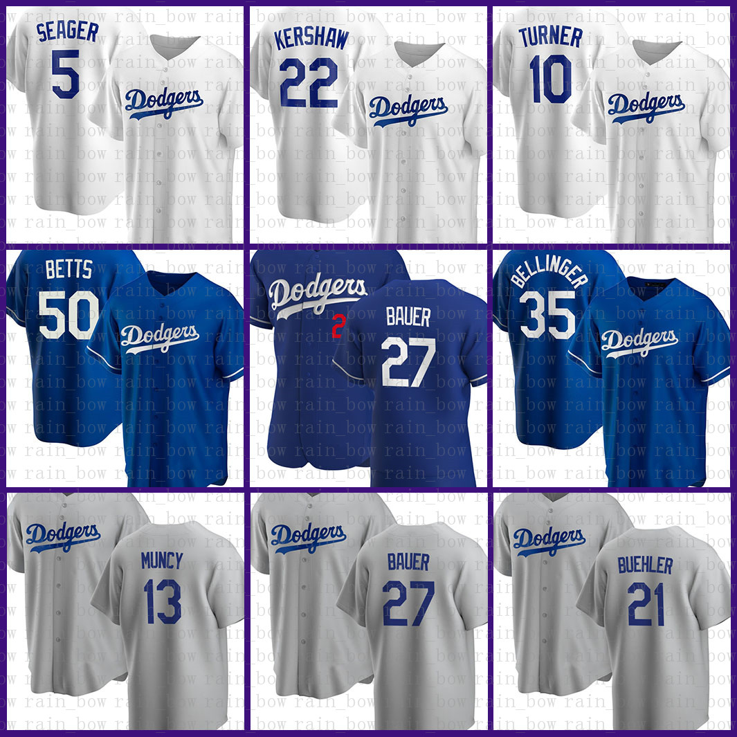 

27 Trevor Bauer Los 50 Mookie Betts Baseball Jersey Angeles 35 Cody Bellinger Custom Dodgers 22 Clayton Kershaw 5 Corey Seager Turner Multi, Blue;black