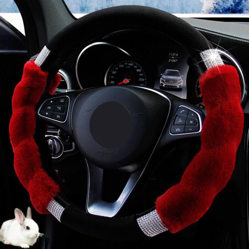 

Steering Wheel Covers Universal Car Cover Warm Winter Faux Braiding For Girl Plush Accessories