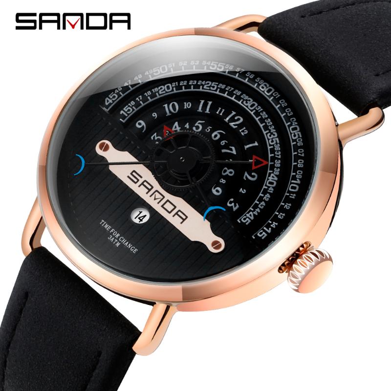 

Wristwatches SANDA Men Watches Waterproof Quartz Watch Chronograph Military Male Clock Creative Wrist Relogio Masculino, Slivery;brown