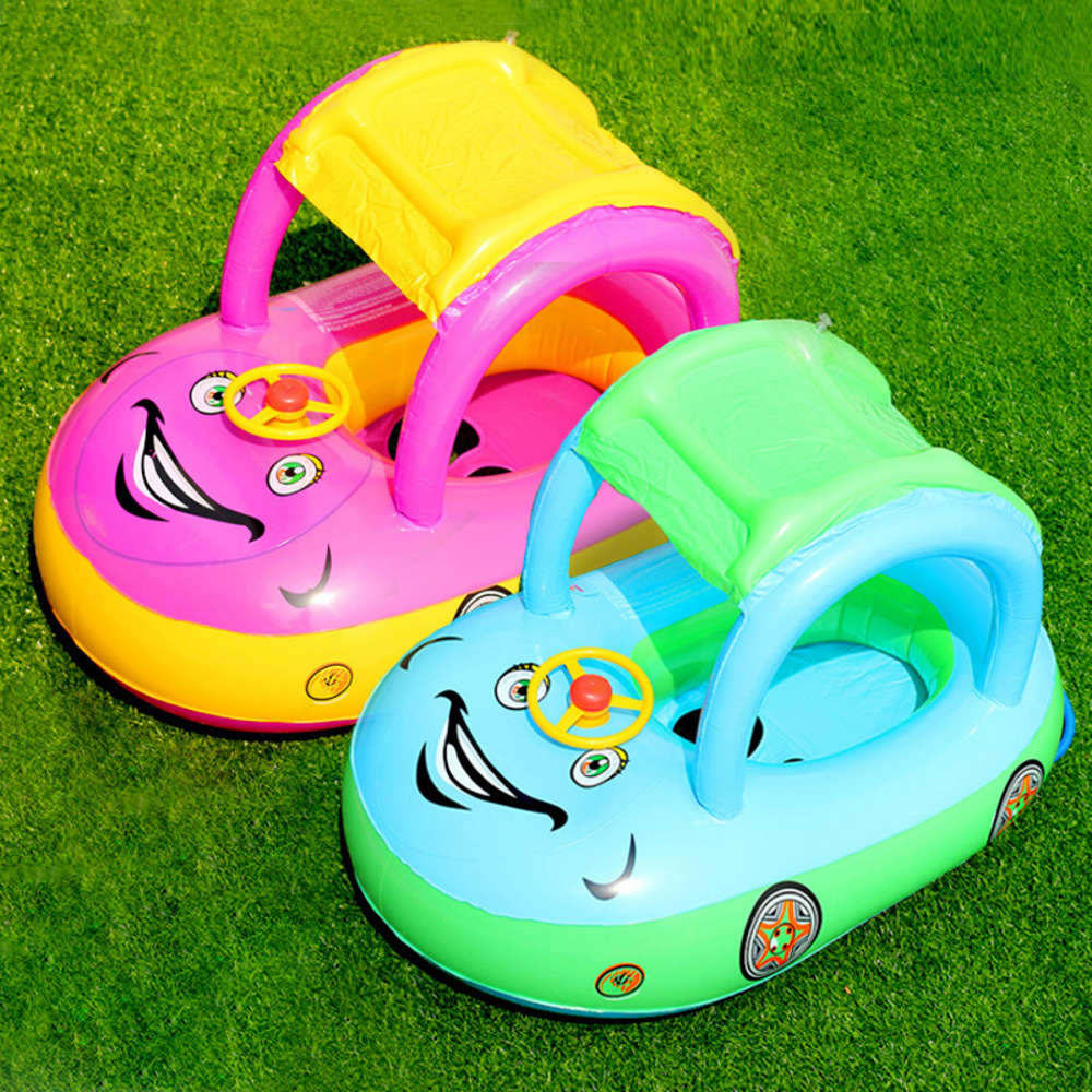 

Swimming ring ABC sunshade car baby summer outdoor detachable swimming with steering wheel seat ring sound boat